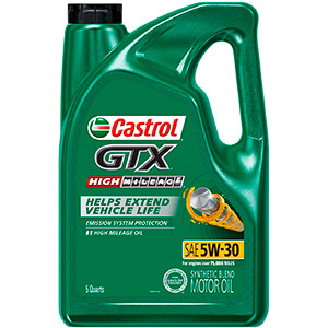 Castrol 03102 GTX High Mileage 5W-30 Motor Oil - 5 Quart