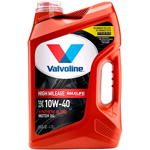 Valvoline High Mileage with MaxLife Technology SAE 10W-40 Synthetic Blend Motor Oil, Easy Pour 5 Quart